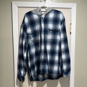 Aeropostale Blue and Gray Plaid Shirt Jacket
